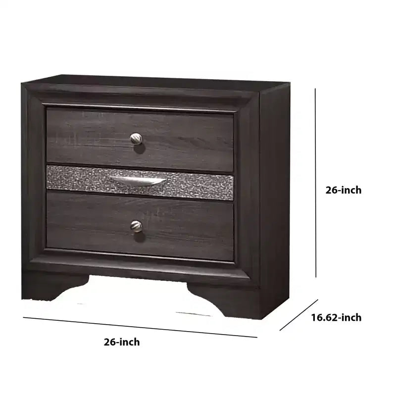Comodino con 2 cassetti e 1 cassetto portagioie, grigio e argento