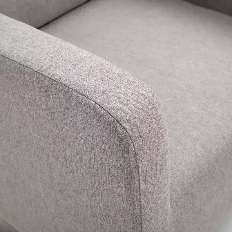 Sedia a dondolo Accent Lounge con base curva in legno massello e seduta imbottita in lino