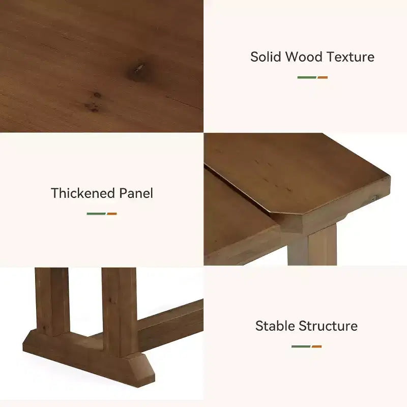 Panca da pranzo in legno massello, 59 pollici, panca da ingresso in stile rustico, sedile da tavolo da cucina per sala da pranzo, soggiorno, corridoio, facile da montare