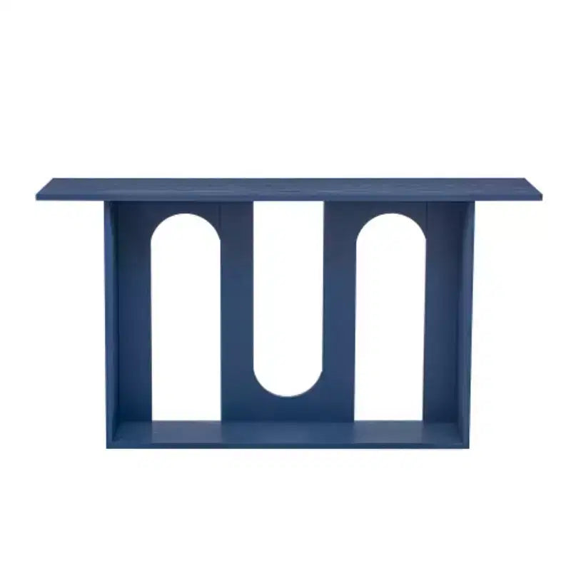 Tavolini da Consolle Curvi Moderni Blu con Ripiano Aperto, Eleganti Tavolini da Consolle per Ingresso o Soggiorno, Contenitore e Espositore