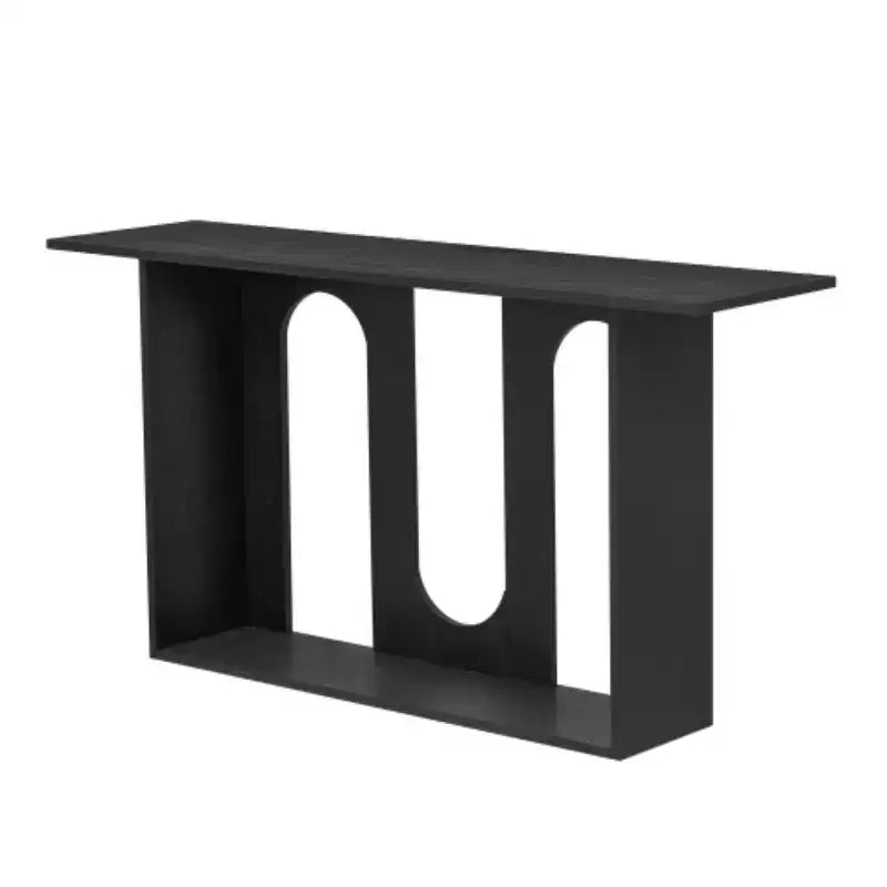 Tavolini da Consolle Curvi Moderni Blu con Ripiano Aperto, Eleganti Tavolini da Consolle per Ingresso o Soggiorno, Contenitore e Espositore