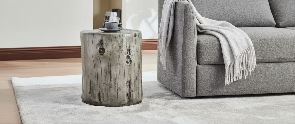 Christopher Knight Home Dara Rustic Round Lightweight Concrete Side Table with Tree-Stump Design