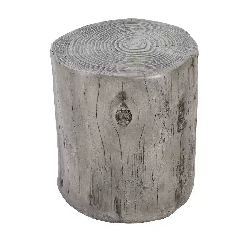 Tavolino rotondo rustico in cemento leggero con design a tronco d'albero