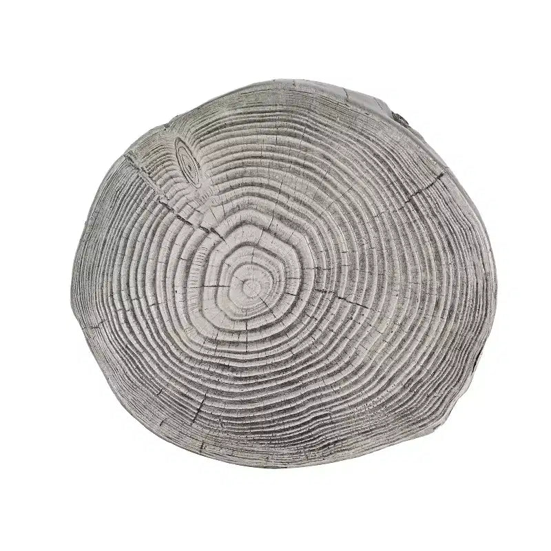 Tavolino rotondo rustico in cemento leggero con design a tronco d'albero