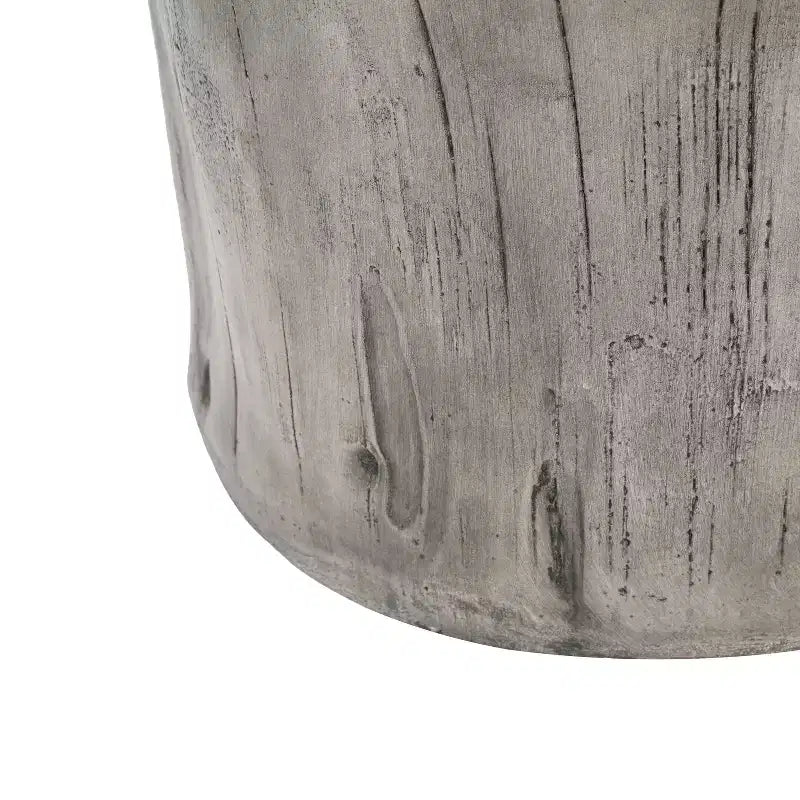 Tavolino rotondo rustico in cemento leggero con design a tronco d'albero