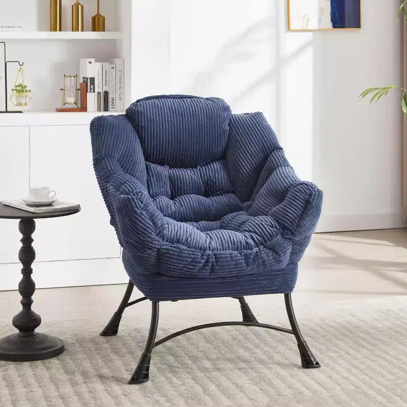 Poltrona relax, Poltrona lounge moderna con poggiapiedi, Braccioli, Tasca laterale, Poltrona per il tempo libero rivestita in flanella per soggiorno, Spazi ridotti