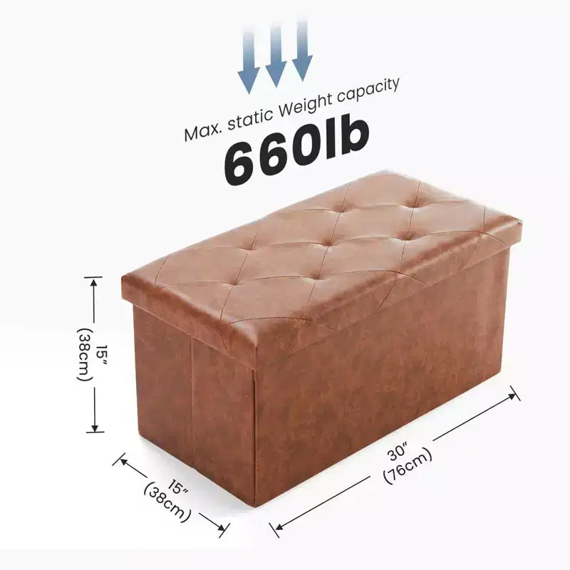 Panca Contenitore Pieghevole, Poggiapiedi con Seduta Imbottita Spessa, Contenitore in Similpelle per Ingresso, Soggiorno, Camera da Letto