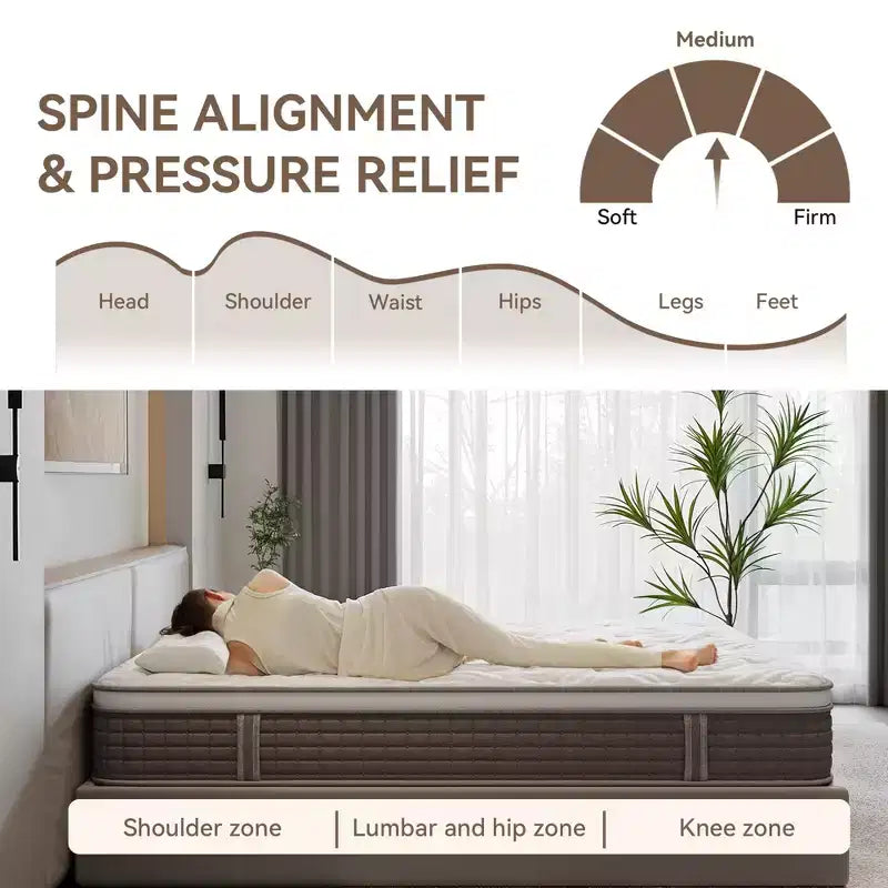 Materasso a media rigidità, materasso da 12 pollici in scatola con memory foam e molle, materasso ibrido per alleviare la pressione, grigio