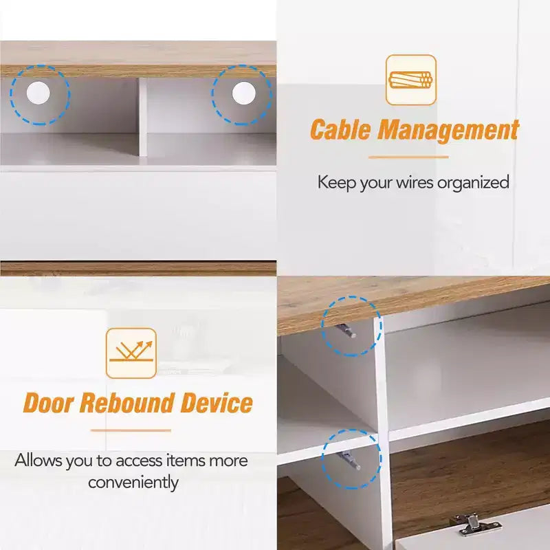 Mobile porta TV moderno per televisori fino a 80 pollici, mobile consolle con contenitore multifunzionale, centro di intrattenimento con dispositivo di rimbalzo della porta per soggiorno