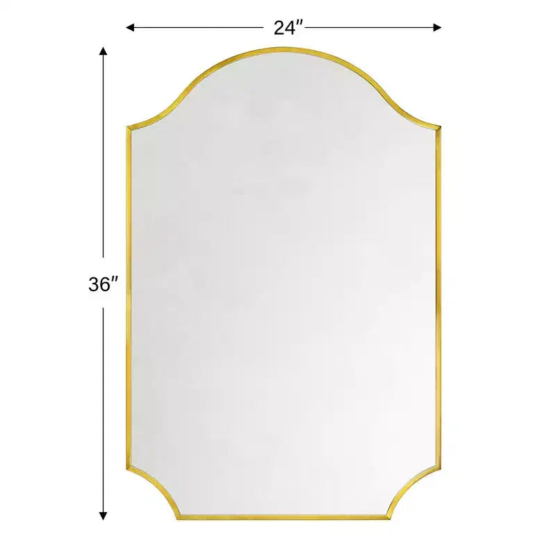 TEHOME Airius Specchio a Scaletta in Oro Spazzolato 24x36, Specchio da Parete Ad Arco in Acciaio Inossidabile con Finitura Galvanizzata, per Mobile Bagno, Soggiorno