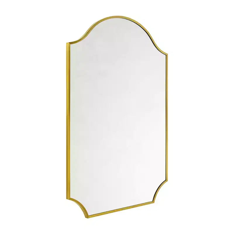 TEHOME Airius Specchio a Scaletta in Oro Spazzolato 24x36, Specchio da Parete Ad Arco in Acciaio Inossidabile con Finitura Galvanizzata, per Mobile Bagno, Soggiorno