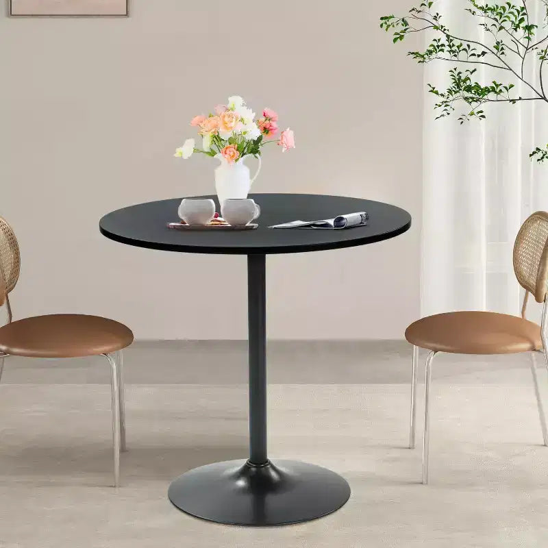 Tavolo rotondo da pranzo da 31,5 pollici con base a piedistallo in metallo, tavolino moderno per cucina, sala da pranzo e caffetterie