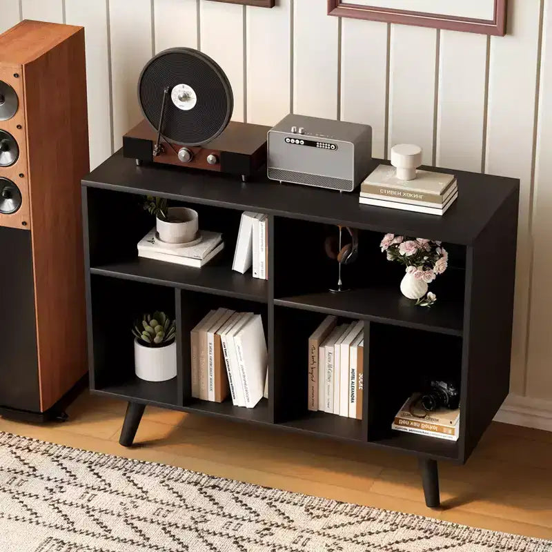 Mobile grande per giradischi, portadischi in vinile in legno, mobile compatto per giradischi, organizer a cubo per riporre fino a 350 album, per soggiorno e camera da letto