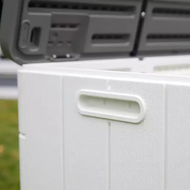 Baule da esterni Premium da 276 litri, in resina, con serratura, impermeabile, resistente ai raggi UV, per cuscini, attrezzi da giardino, accessori per piscina