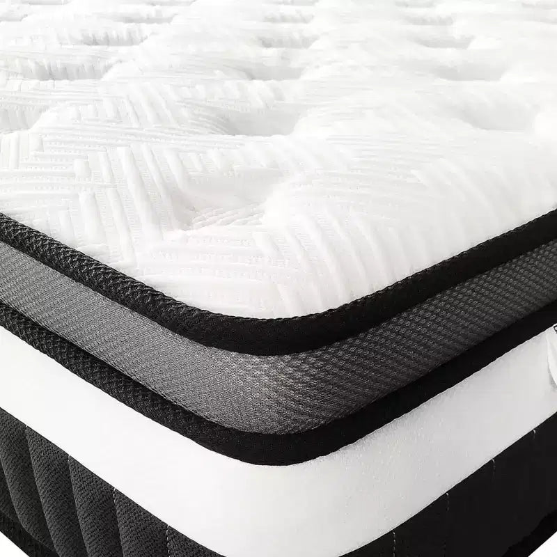 Materasso Matrimoniale 14 Pollici, Materasso in Memory Foam, Materasso Ibrido Rinfrescante con Gel, Letto in Scatola a Media Fermezza per Alleviare la Pressione e Isolare il Movimento