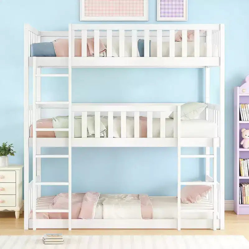 Letto a castello triplo con 2 scale, divisibile in 3 letti singoli per camerette piccole