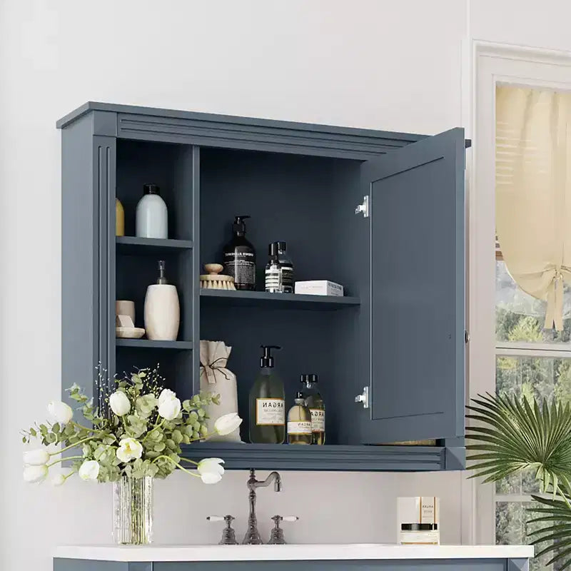 CASAINC 35 x 28 Specchiera da Bagno con 6 Ripiani a Giorno, Mobiletto Farmacia da Parete (No Mobile Lavabo)