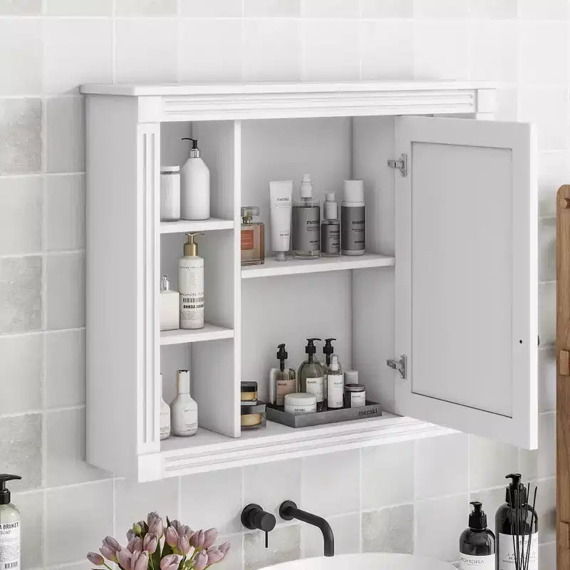 CASAINC 35 x 28 Specchiera da Bagno con 6 Ripiani a Giorno, Mobiletto Farmacia da Parete (No Mobile Lavabo)